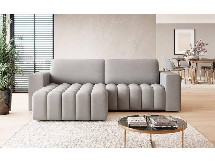 Designer Sofa Tirina mit Schlaffunktion - Stoff - Grau - Rechts - Luxusbetten24 von Luxusbetten24