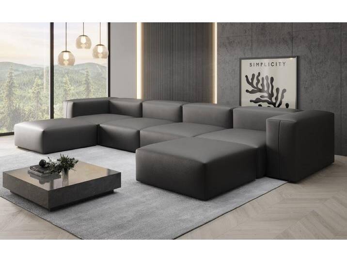 Designer U Sofa Snug in Echtleder - Rosé - Echtleder - Luxusbetten24 von Luxusbetten24