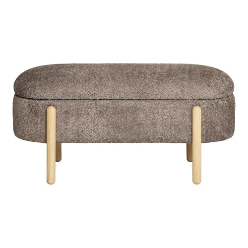 Luxusbetten24 Beistellhocker Bianca Bouclé Braun mit Stauraum von Luxusbetten24