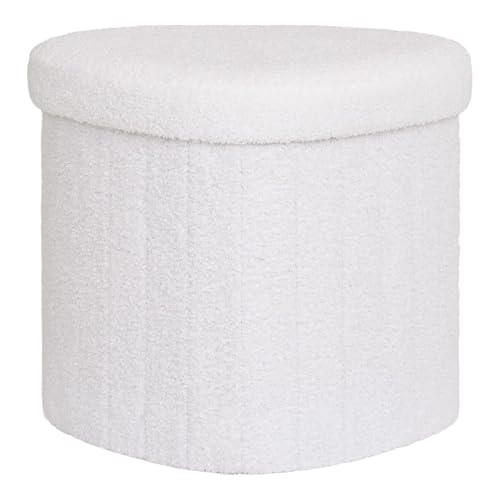 Luxusbetten24 Beistellhocker Lumino Bouclé Weiß mit Stauraum von Luxusbetten24