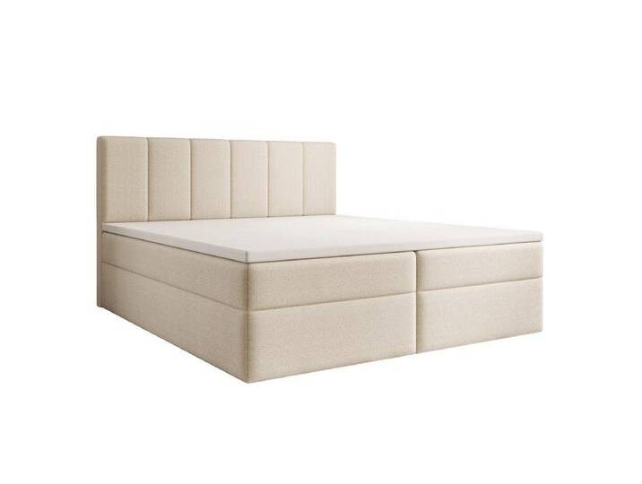 Luxusbetten24 Boxspringbett Aurelia Bouclé, mit Stauraum, beige, ohne Topper, Beige von Luxusbetten24