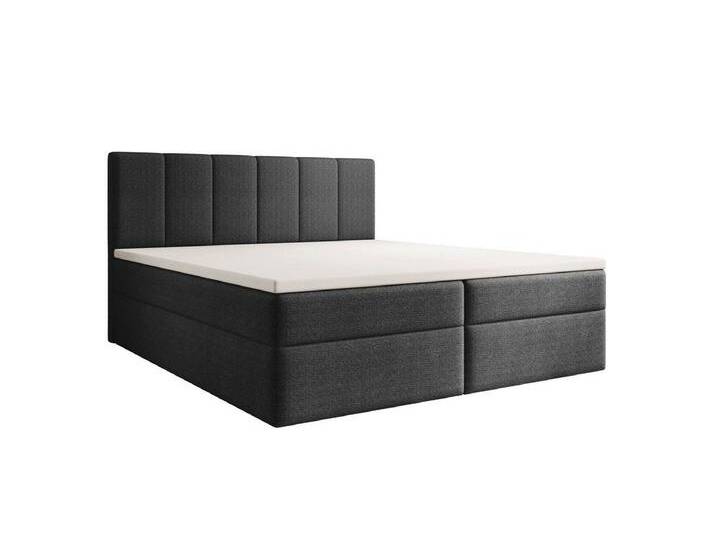 Luxusbetten24 Boxspringbett Aurelia Bouclé, mit Stauraum, grau, mit Topper, Grau von Luxusbetten24