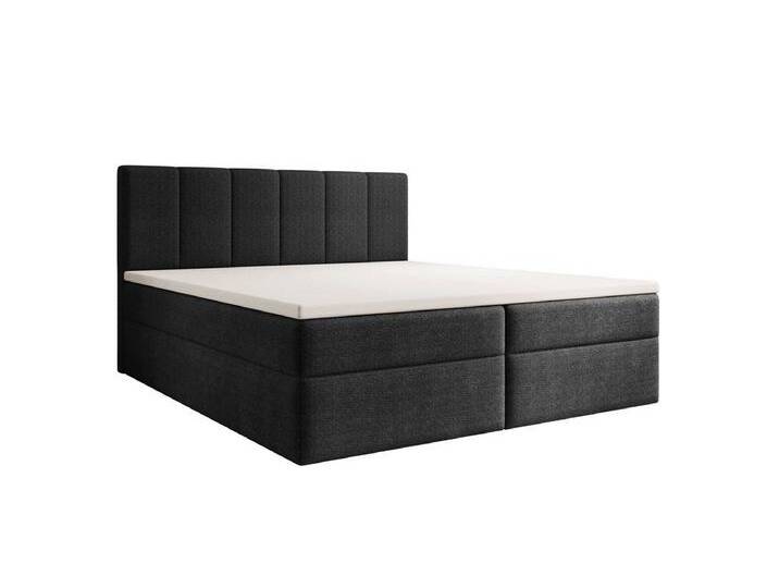 Luxusbetten24 Boxspringbett Aurelia Bouclé, mit Stauraum, schwarz, ohne Topper, Schwarz von Luxusbetten24