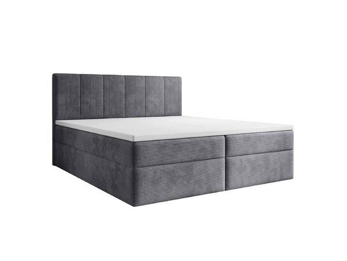 Luxusbetten24 Boxspringbett Aurelia Cord, mit Stauraum, grau, ohne Topper, Anthrazit von Luxusbetten24