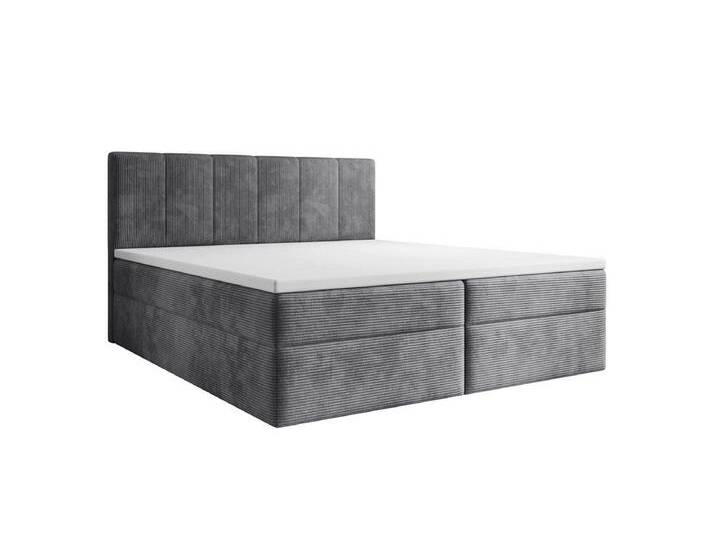 Luxusbetten24 Boxspringbett Aurelia Cord, mit Stauraum, grau, ohne Topper, Grau von Luxusbetten24