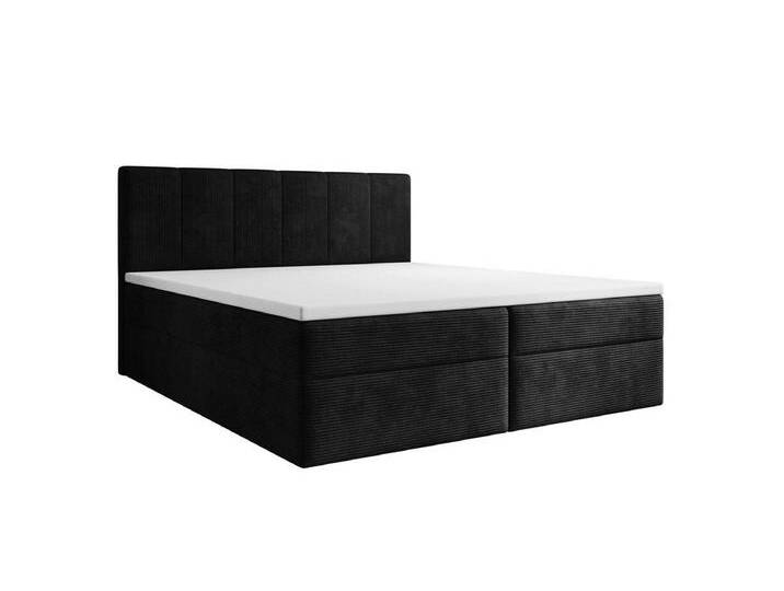Luxusbetten24 Boxspringbett Aurelia Cord, mit Stauraum, schwarz, ohne Topper, Schwarz von Luxusbetten24