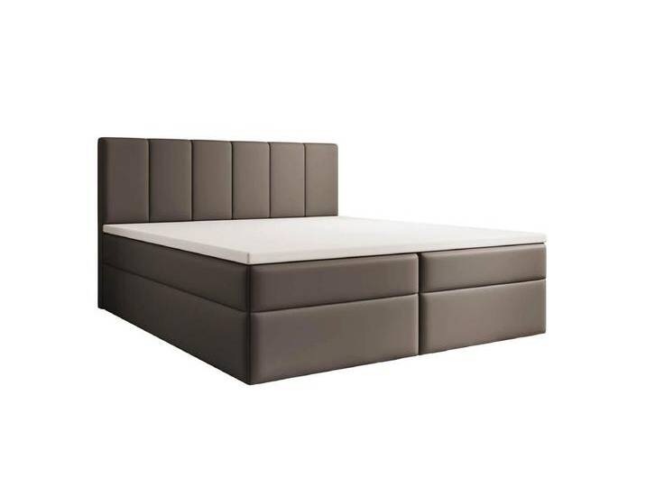 Luxusbetten24 Boxspringbett Aurelia Kunstleder, mit Stauraum, grau, ohne Topper, Grau von Luxusbetten24