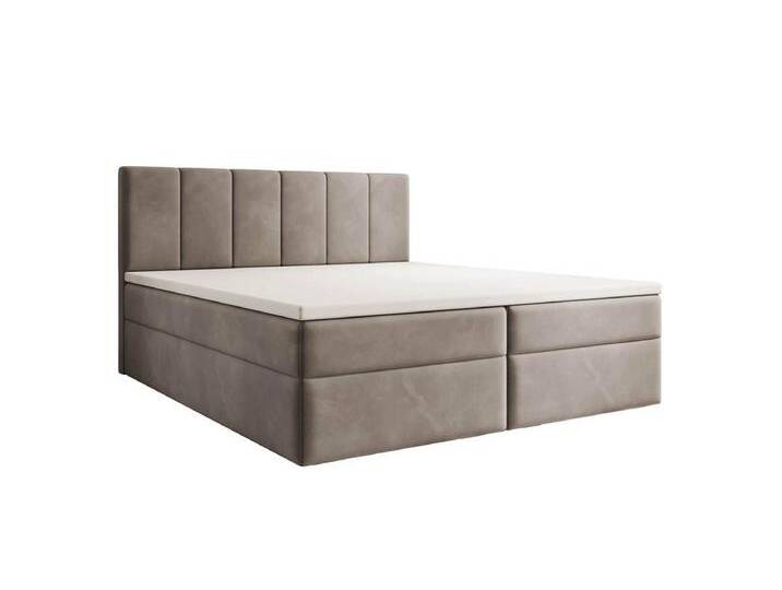 Luxusbetten24 Boxspringbett Aurelia Samt, mit Stauraum, grau, ohne Topper, Grau von Luxusbetten24