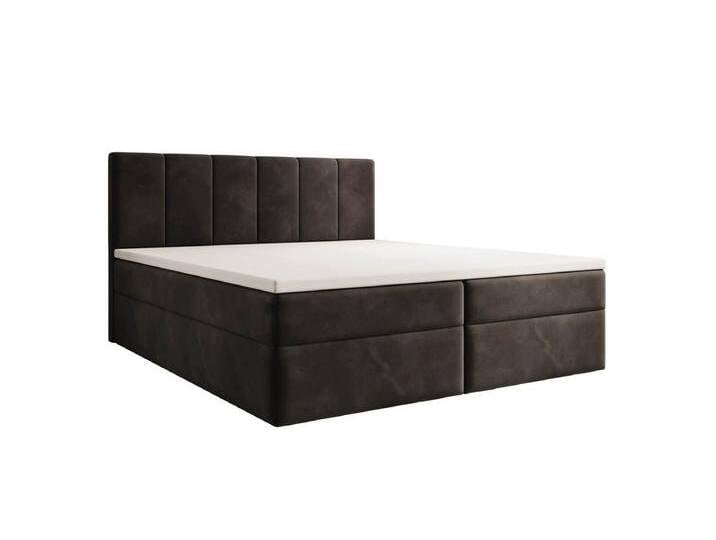 Luxusbetten24 Boxspringbett Aurelia Samt, mit Stauraum, schwarz, ohne Topper, Schwarz von Luxusbetten24