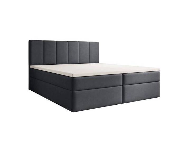 Luxusbetten24 Boxspringbett Aurelia Stoff, mit Stauraum, grau, ohne Topper, Anthrazit von Luxusbetten24