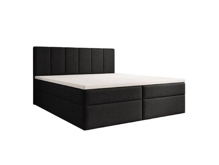 Luxusbetten24 Boxspringbett Aurelia Stoff, mit Stauraum, schwarz, mit Topper, Schwarz von Luxusbetten24