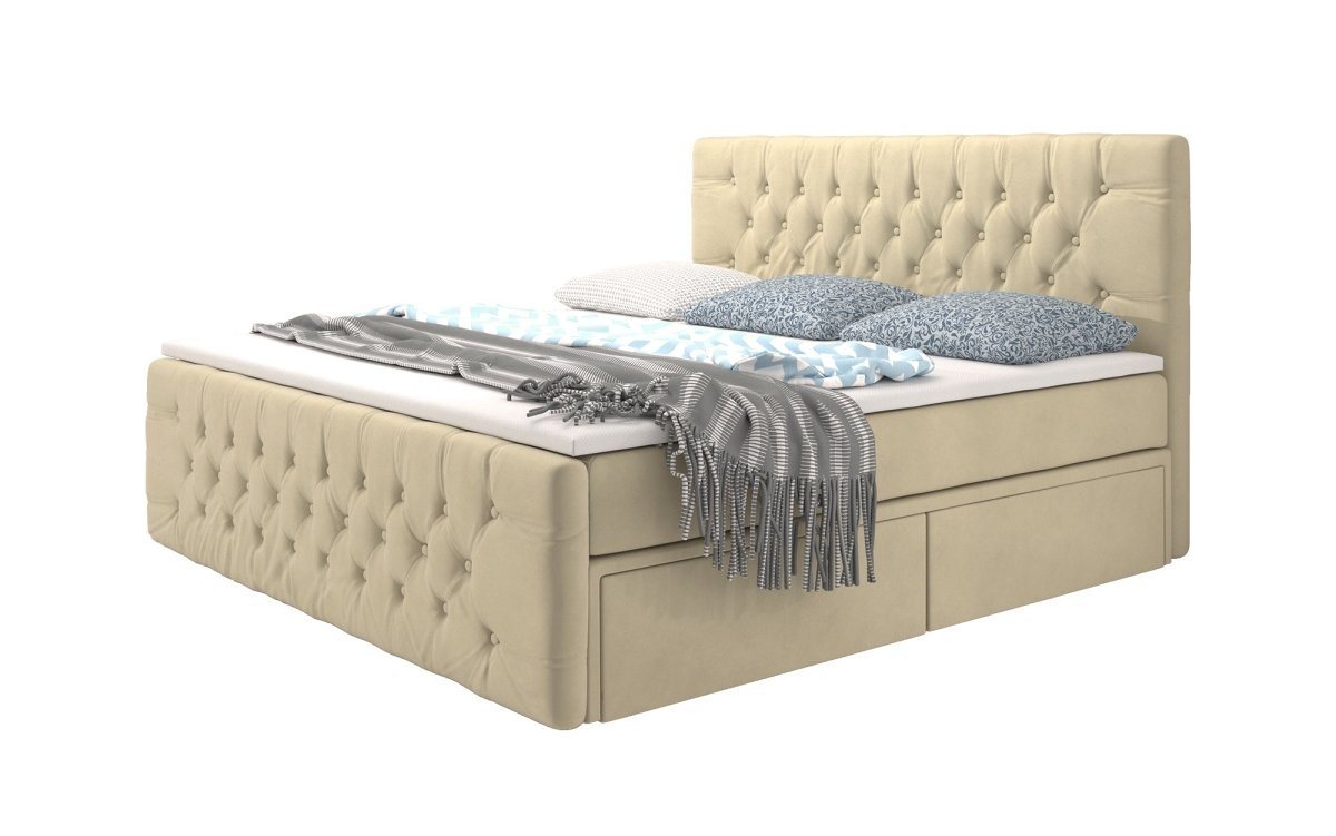 Luxusbetten24 Boxspringbett, mit 4 Schubladen Stauraum von Luxusbetten24