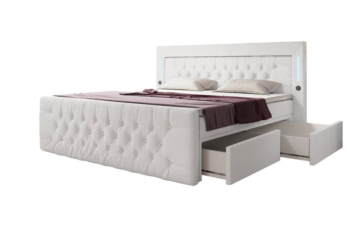 Luxusbetten24 Boxspringbett Diva, mit LED-Beleuchtung, USB-Anschluss und Stauraum von Luxusbetten24