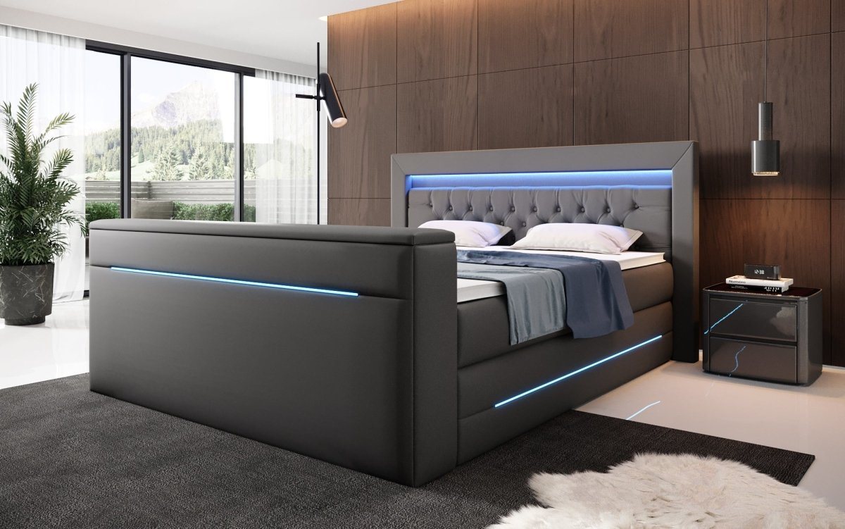 Luxusbetten24 Boxspringbett Merkur, mit TV Lift und RGB-Beleuchtung von Luxusbetten24