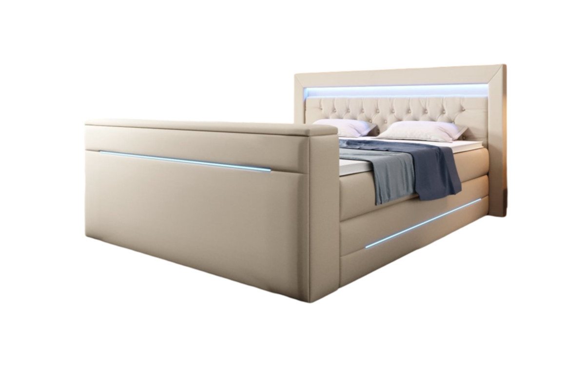 Luxusbetten24 Boxspringbett Merkur, mit TV Lift und RGB-Beleuchtung von Luxusbetten24