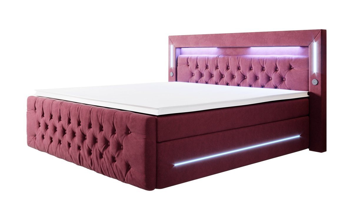 Luxusbetten24 Boxspringbett Moonlight, mit LED-Beleuchtung, USB-Anschluss und Stauraum von Luxusbetten24