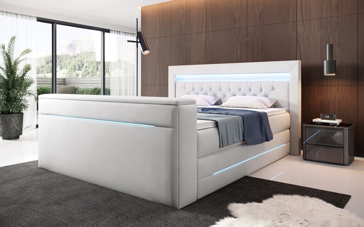 Luxusbetten24 Boxspringbett Neptun, mit TV Lift und RGB-Beleuchtung von Luxusbetten24