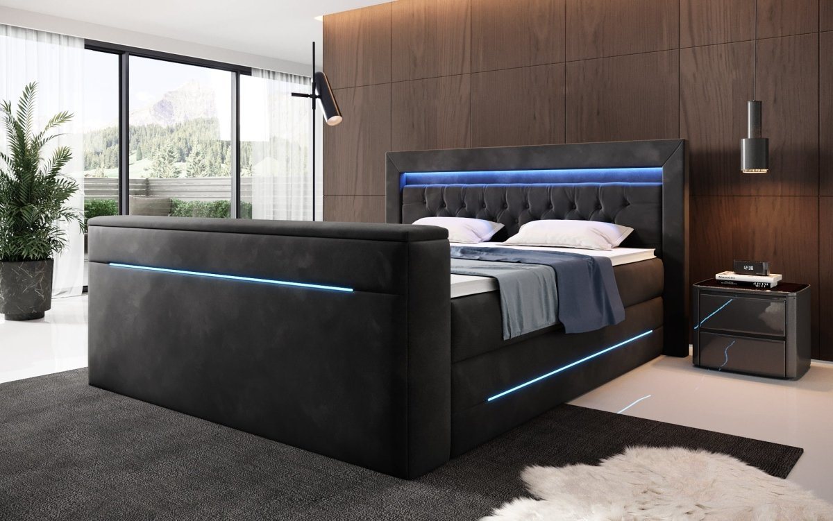 Luxusbetten24 Boxspringbett Neptun, mit TV Lift und RGB-Beleuchtung von Luxusbetten24