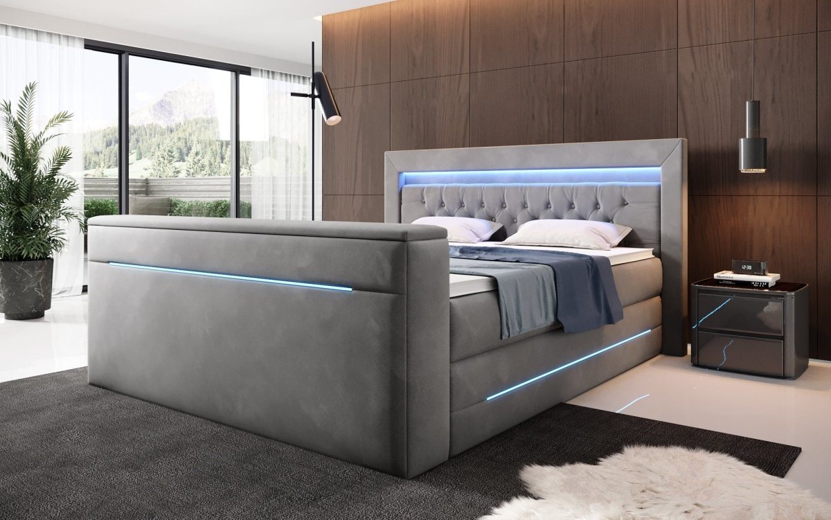 Luxusbetten24 Boxspringbett Neptun, mit TV Lift und RGB-Beleuchtung von Luxusbetten24