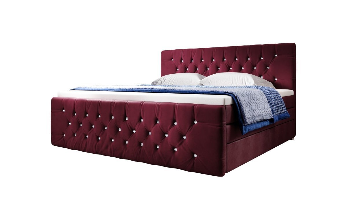 Luxusbetten24 Boxspringbett Nobile, mit Strass und Stauraum von Luxusbetten24