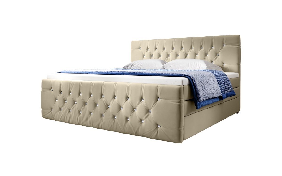 Luxusbetten24 Boxspringbett Nobile, mit Strass und Stauraum von Luxusbetten24