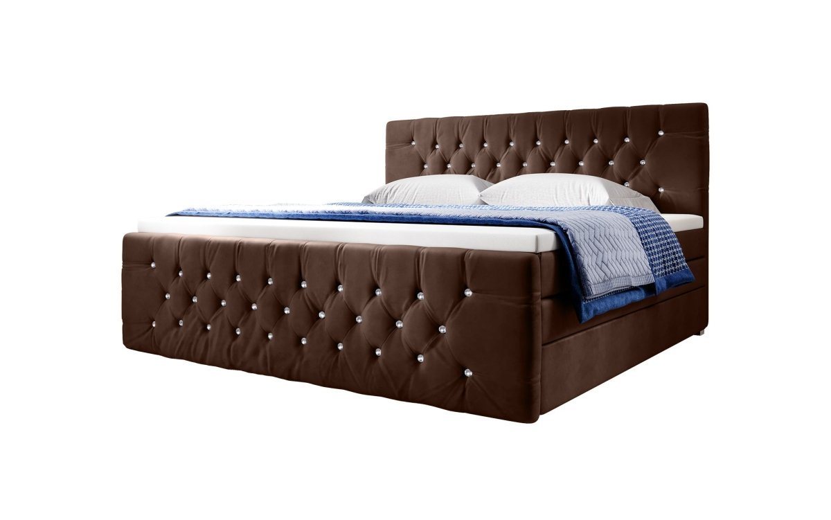 Luxusbetten24 Boxspringbett Nobile, mit Strass und Stauraum von Luxusbetten24