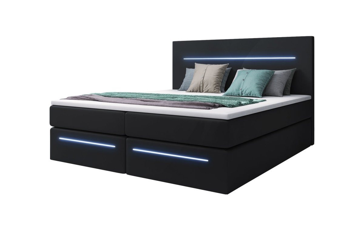 Luxusbetten24 Boxspringbett Sejour, mit LED-Beleuchtung und Stauraum von Luxusbetten24