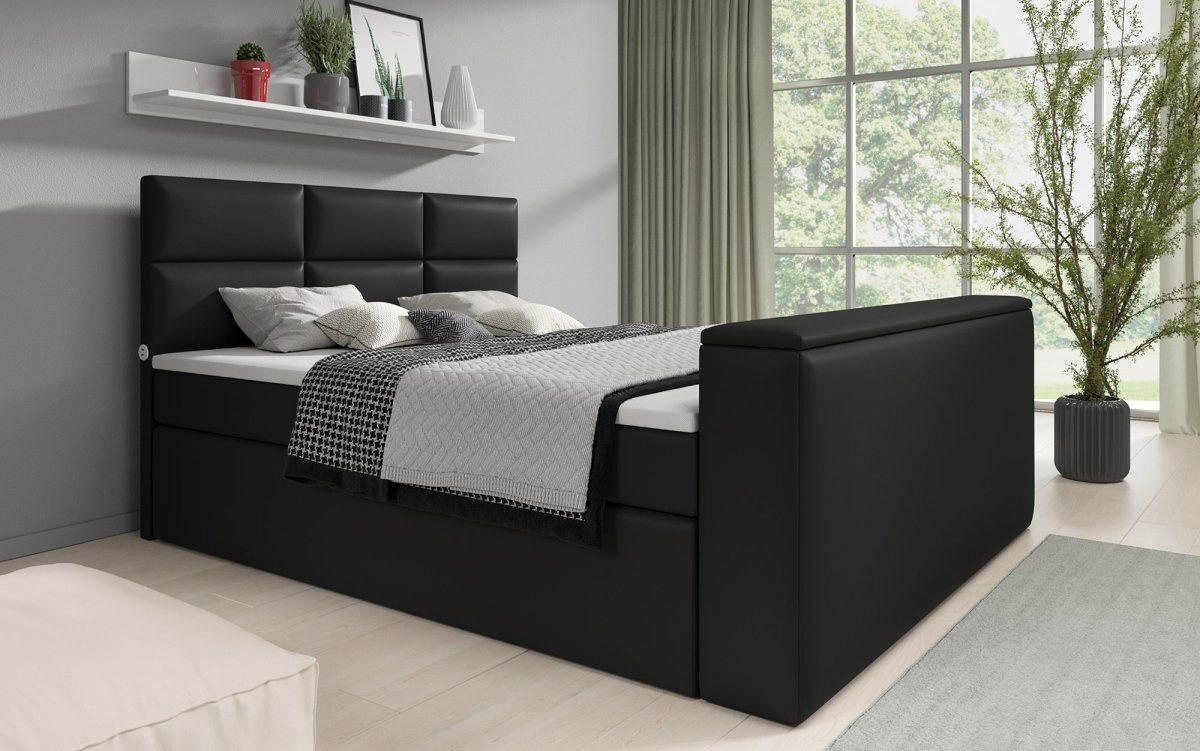 Luxusbetten24 Boxspringbett Carito, mit TV Lift, USB-Anschluss und Stauraum von Luxusbetten24