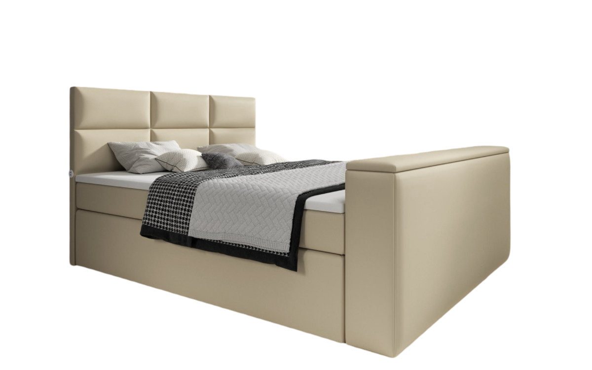 Luxusbetten24 Boxspringbett Carito, mit TV Lift, USB-Anschluss und Stauraum von Luxusbetten24