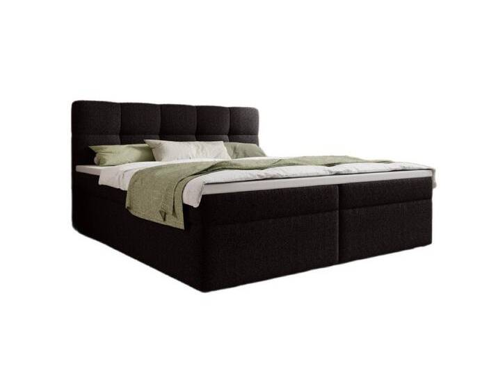 Luxusbetten24 Boxspringbett Cozy II Bouclé, mit Stauraum, schwarz, inklusive PU-Schaum-Topper, Schwarz von Luxusbetten24