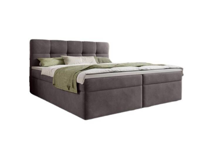 Luxusbetten24 Boxspringbett Cozy II Samt, mit Stauraum, grau, ohne Topper, Grau von Luxusbetten24