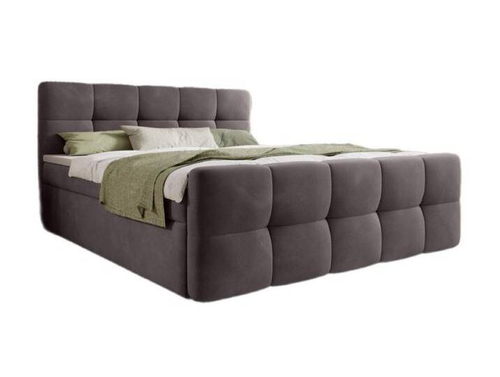 Luxusbetten24 Boxspringbett Cozy Samt, ohne Topper, grau, ohne Topper, Grau von Luxusbetten24