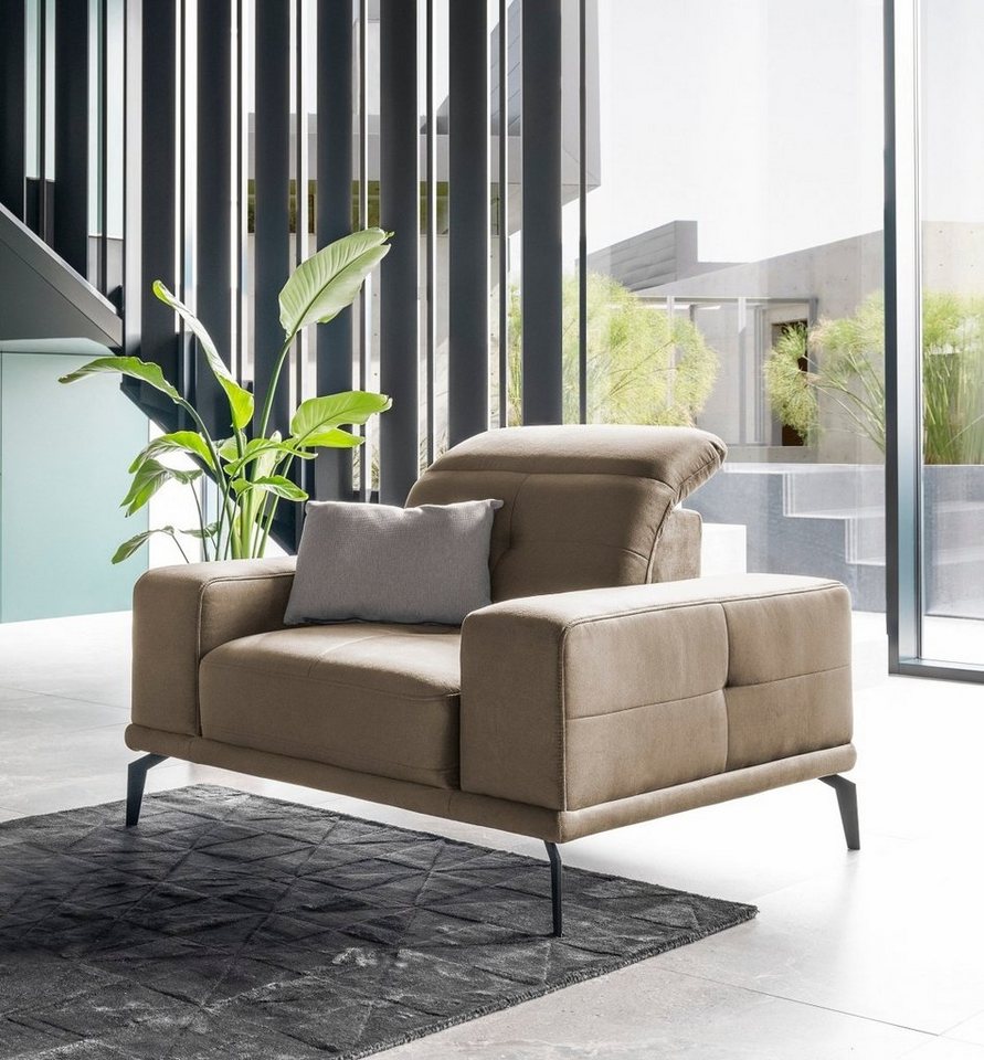 Luxusbetten24 Sessel Designer Sessel Thor, mit verstellbarer Kopf- und Rückenlehne von Luxusbetten24