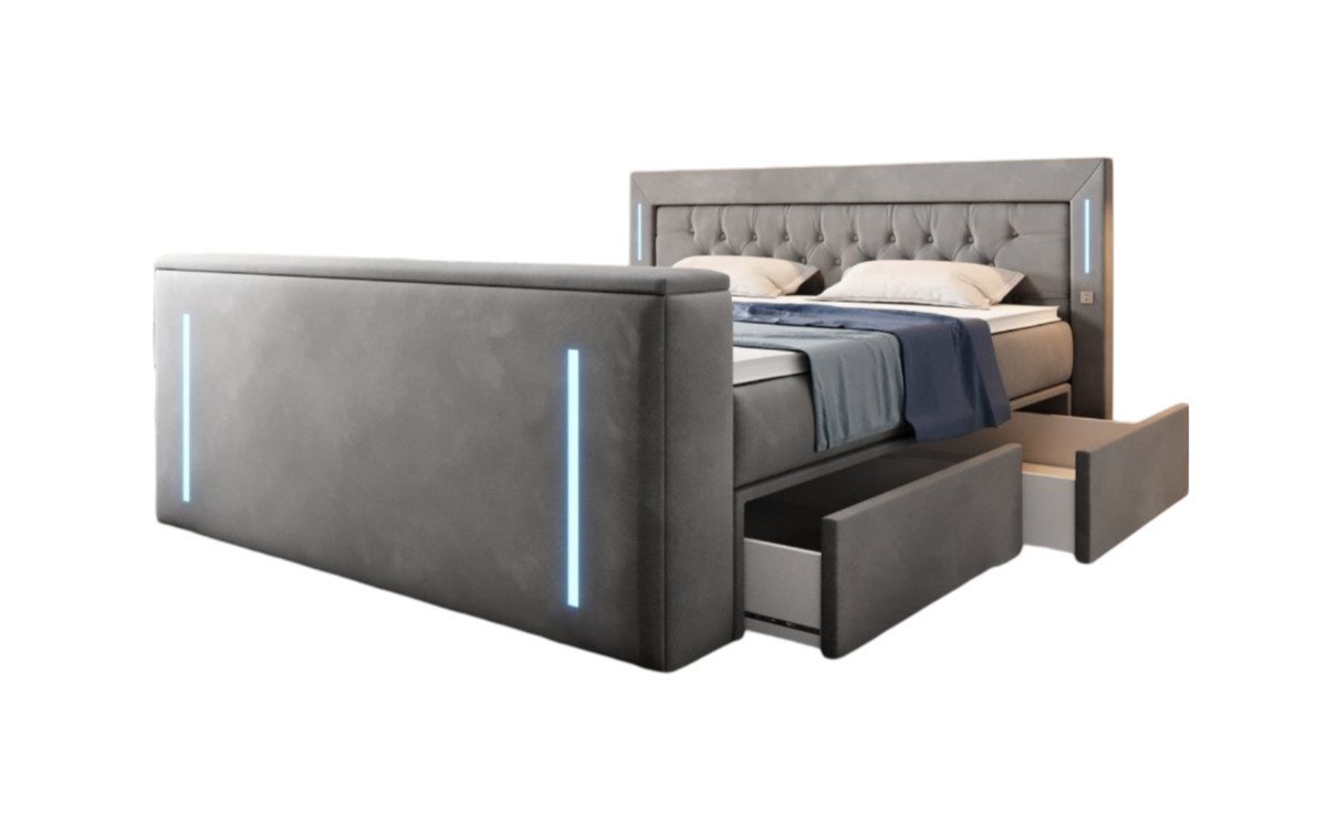 Luxusbetten24 Boxspringbett Divaneo, mit TV Lift und Stauraum (2 Schubladen) von Luxusbetten24