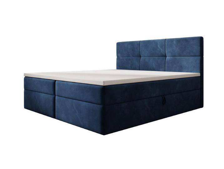 Luxusbetten24 Boxspringbett Eleonora Samt, mit Stauraum, blau, ohne Topper, Blau von Luxusbetten24