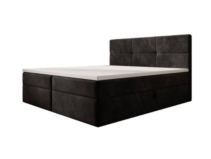 Luxusbetten24 Boxspringbett Eleonora Samt, mit Stauraum, schwarz, ohne Topper, Schwarz von Luxusbetten24