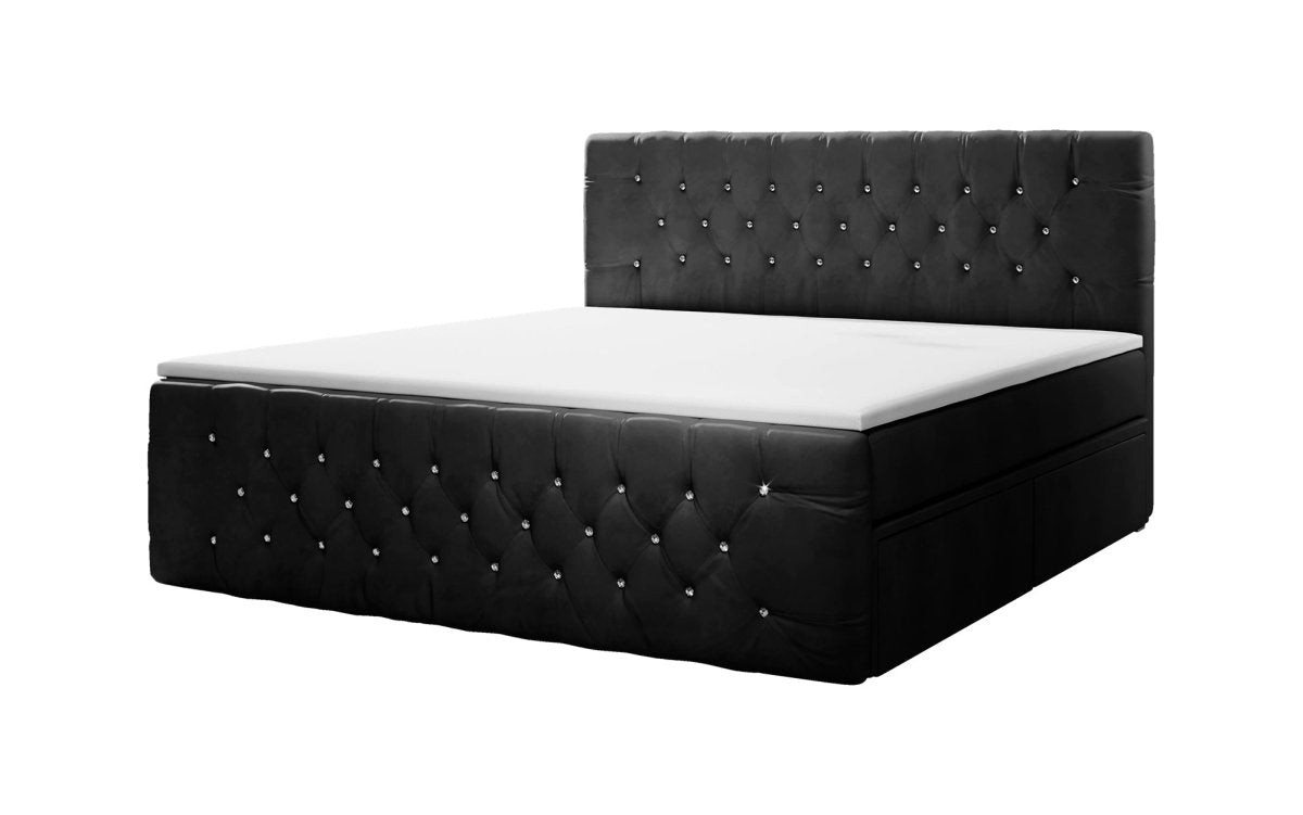 Luxusbetten24 Boxspringbett Julietta, mit Strass und Stauraum von Luxusbetten24