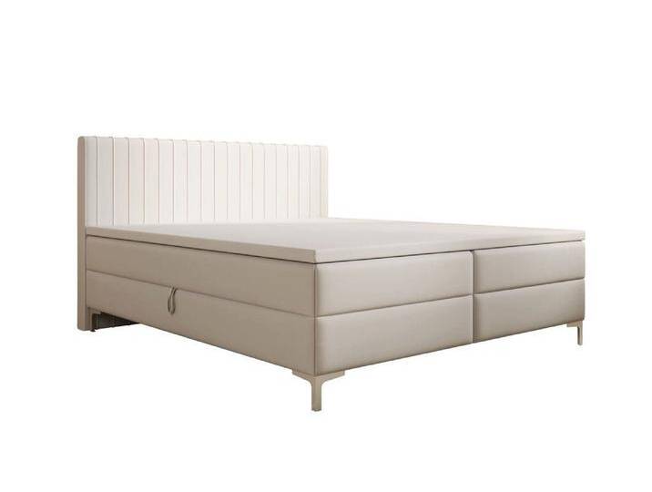 Luxusbetten24 Boxspringbett Leona Kunstleder, mit Stauraum, weiß, ohne Topper, Weiß von Luxusbetten24