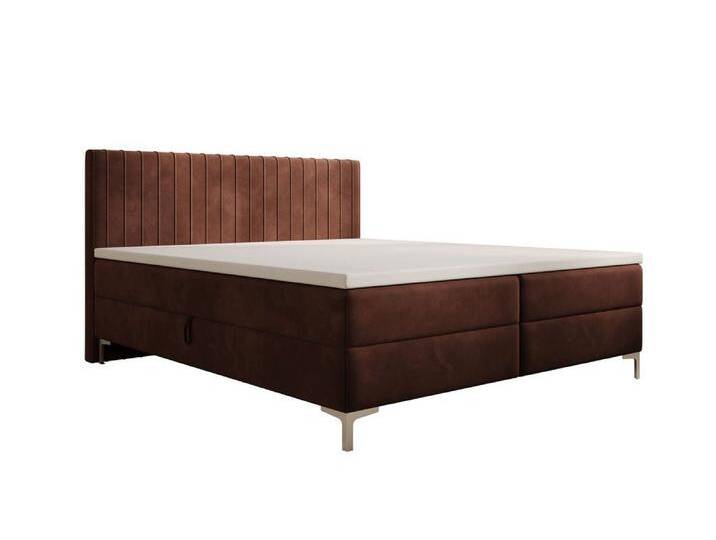 Luxusbetten24 Boxspringbett Leona Samt, mit Stauraum, braun, mit Topper, Braun von Luxusbetten24