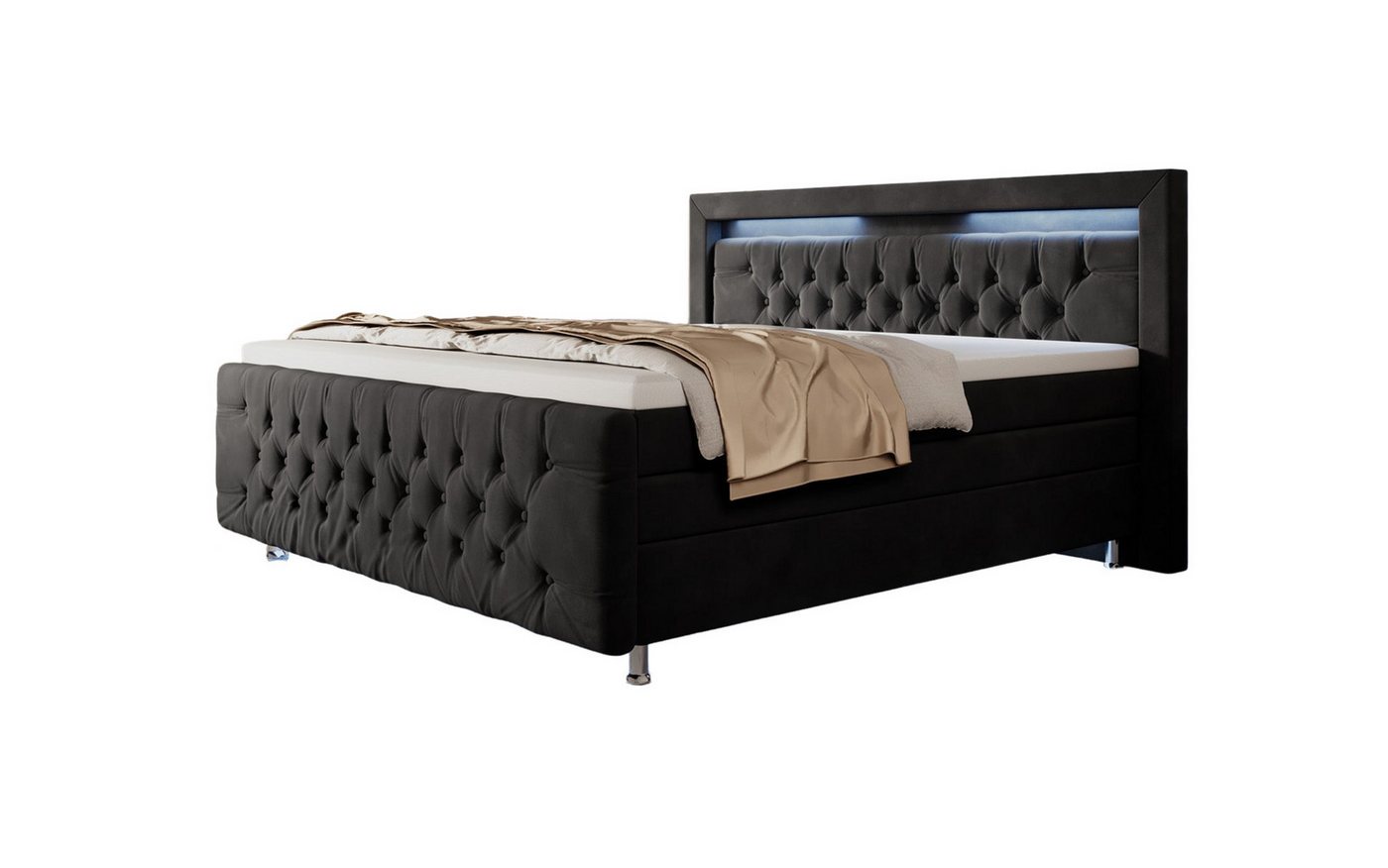 Luxusbetten24 Boxspringbett Lorena, mit LED-Beleuchtung und Stauraum von Luxusbetten24