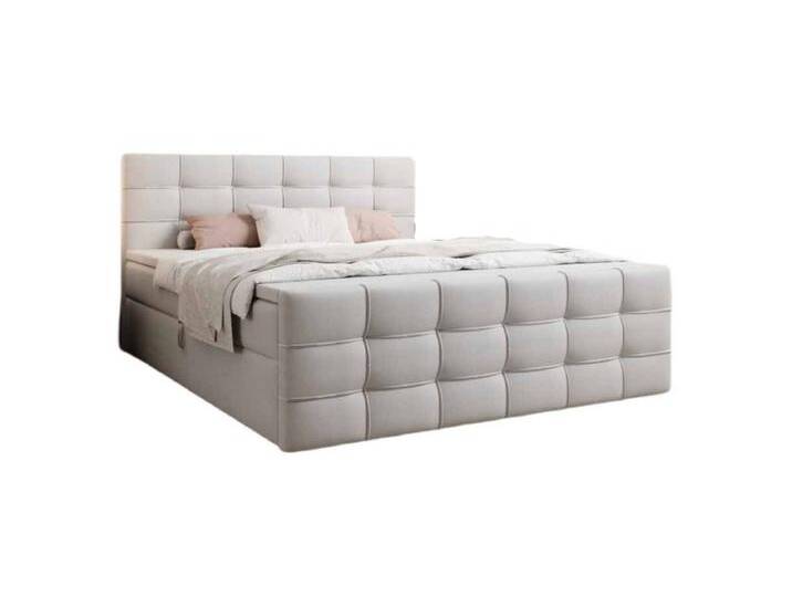 Luxusbetten24 Boxspringbett Luxor Kunstleder, mit Stauraum, weiß, H3 (70-100kg), Weiß von Luxusbetten24