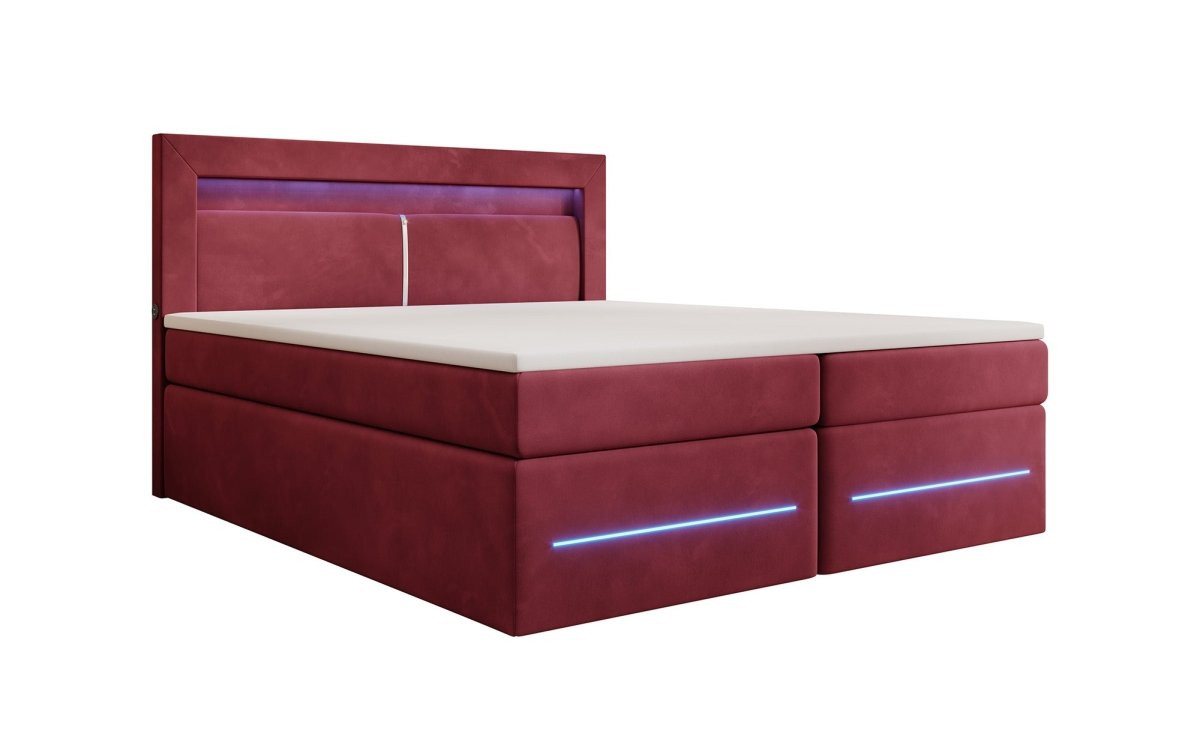 Luxusbetten24 Boxspringbett Minera, mit LED, USB und Stauraum von Luxusbetten24