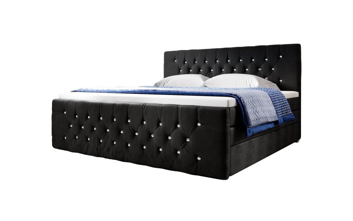 Luxusbetten24 Boxspringbett Paradise, mit LED-Beleuchtung, USB-Anschluss und Füßen von Luxusbetten24