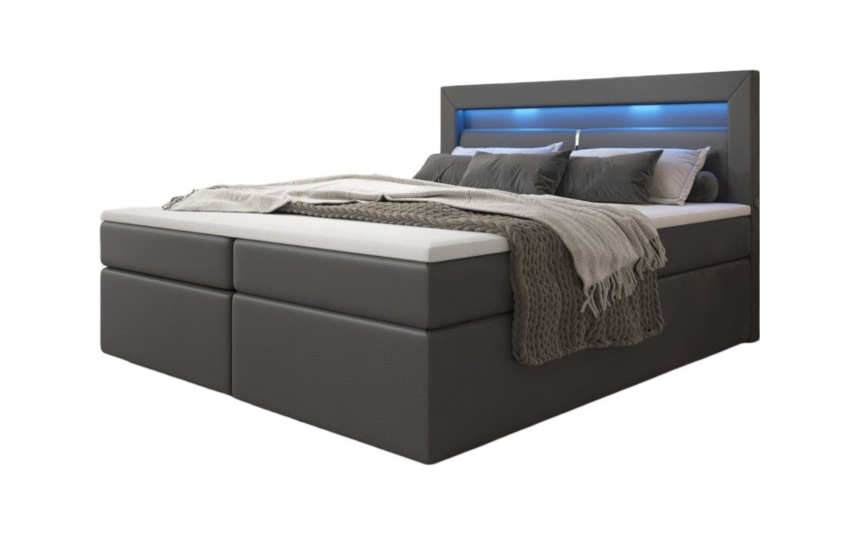 Luxusbetten24 Boxspringbett Repos, mit LED-Beleuchtung und USB-Anschluss von Luxusbetten24