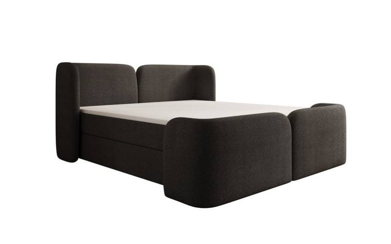Luxusbetten24 Boxspringbett Riva in Bouclé mit Stauraum, wahlweise mit oder ohne Topper von Luxusbetten24
