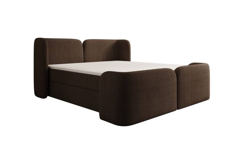 Luxusbetten24 Boxspringbett Riva in Bouclé mit Stauraum, wahlweise mit oder ohne Topper von Luxusbetten24