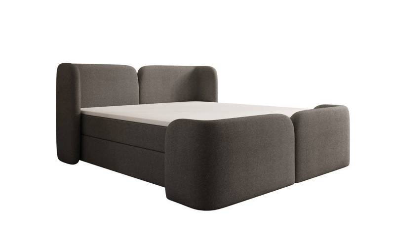 Luxusbetten24 Boxspringbett Riva in Bouclé mit Stauraum, wahlweise mit oder ohne Topper von Luxusbetten24