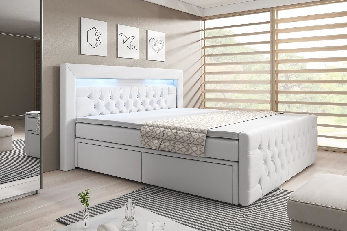 Luxusbetten24 Boxspringbett Sera, mit LED-Beleuchtung und Stauraum von Luxusbetten24