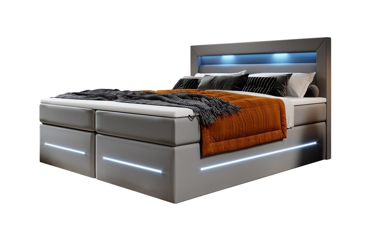 Luxusbetten24 Boxspringbett, mit LED-Beleuchtung und Stauraum von Luxusbetten24