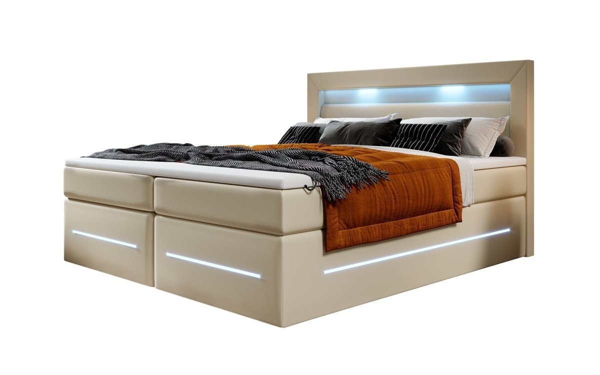 Luxusbetten24 Boxspringbett, mit LED-Beleuchtung und Stauraum von Luxusbetten24